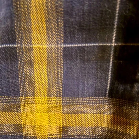 Dickies plaid overall dress mustard yellow and navy size small NWOT - Picture 5 of 10